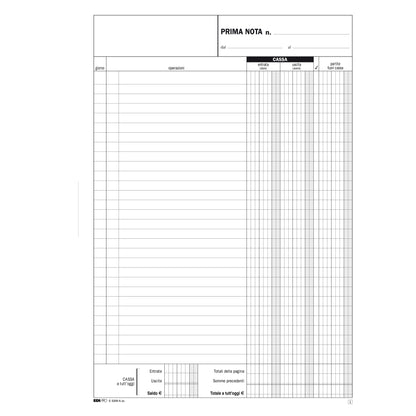 Blocco prima nota cassa entrate/uscite - 50/50 fogli autoricalcanti - 31 x 21cm - Edipro