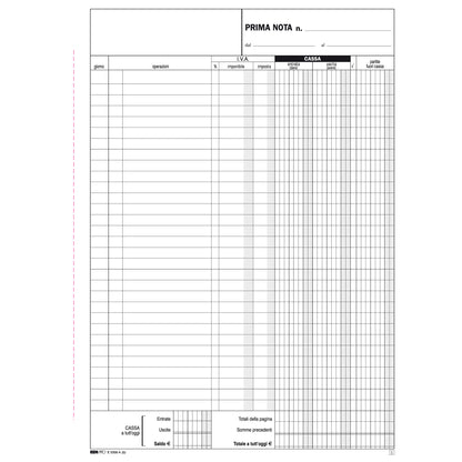Blocco prima nota cassa entrate/uscite/Iva - 50/50 fogli autoricalcanti - 31 x 21cm - Edipro