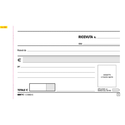 Blocco ricevute generiche - 50 fogli 2 copie autoricaricanti - 9,9 x 17cm - 50 fogli - Edipro