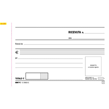 Blocco ricevute generiche - 50 fogli 2 copie autoricaricanti - 9,9 x 17cm - 50 fogli - Edipro