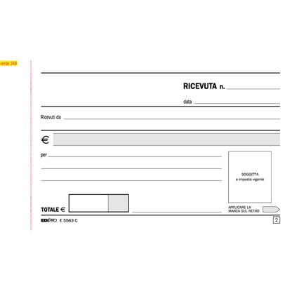 Blocco ricevute generiche - 50 fogli 2 copie autoricaricanti - 9,9 x 17cm - 50 fogli - Edipro