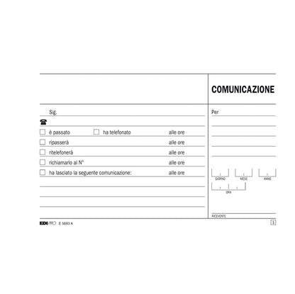 Blocco comunicazioni telefoniche - 50/50 fogli autoricalcanti - 9,9 x 17cm - Edipro