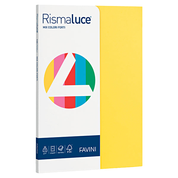 Carta Rismaluce Small - A4 - 90 gr - mix 5 colori - Favini - conf. 100 fogli