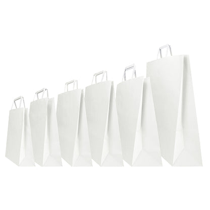 Shopper - maniglia piattina - 18 x 8 x 25 cm - carta kraft - bianco - Mainetti Bags - conf. 25 pezzi