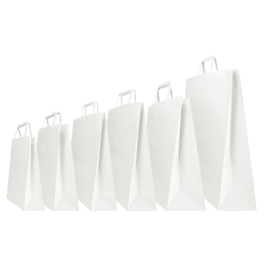 Shopper - maniglia piattina - 36 x 12 x 41 cm - carta kraft - bianco - Mainetti Bags - conf. 25 pezzi