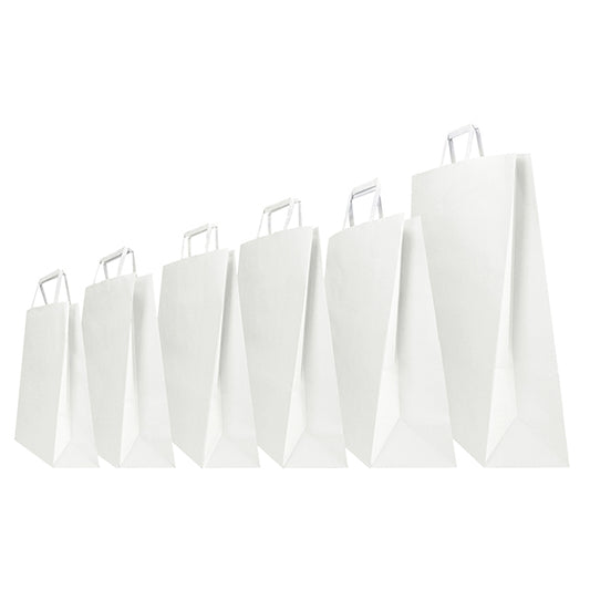 Shopper - maniglia piattina - 45 x 15 x 50 cm - carta kraft - bianco - Mainetti Bags - conf. 25 pezzi