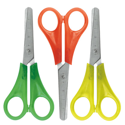 Forbici per mancini centimetrate - 13,5 cm - colori assortiti - Lebez - barattolo 24 pezzi