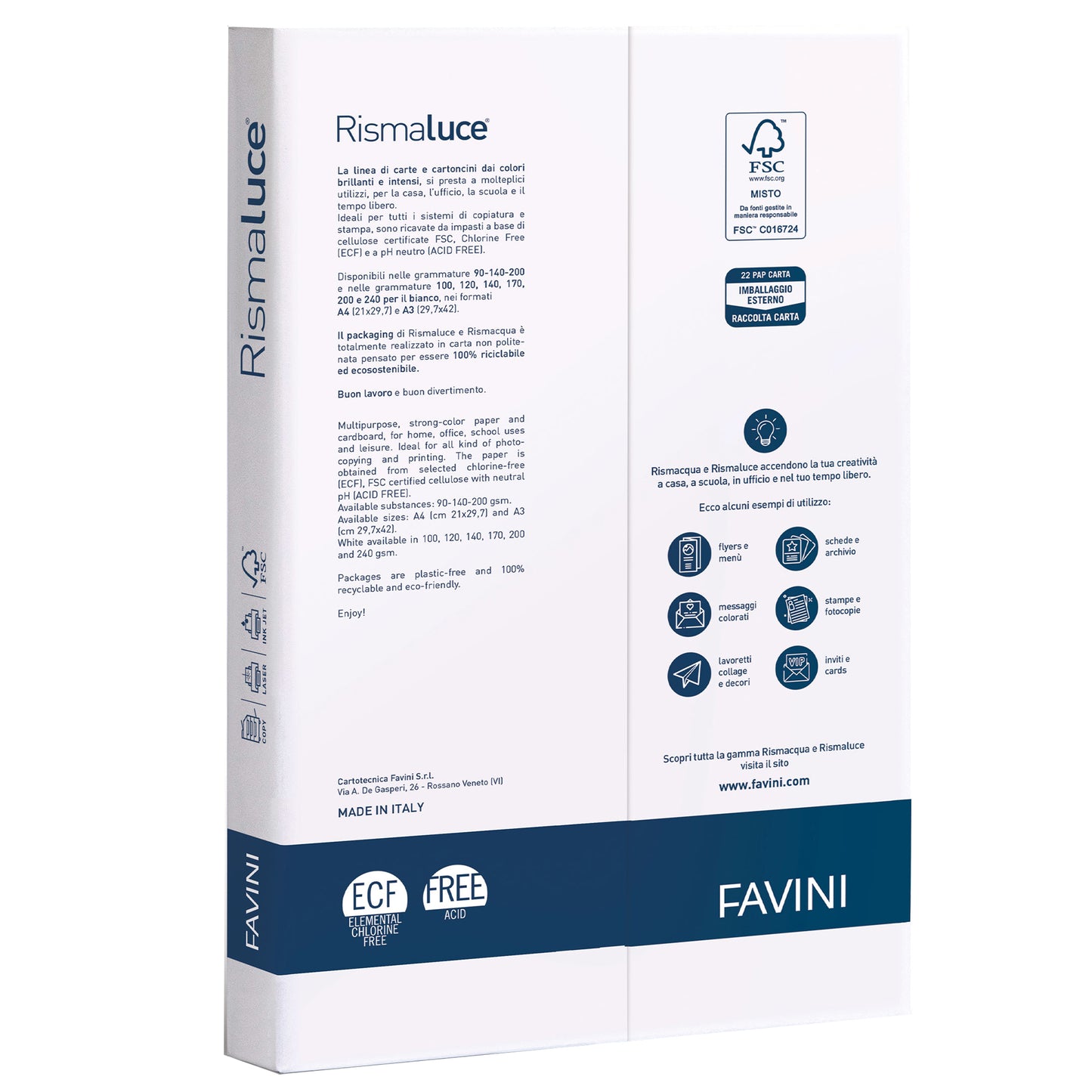 Carta Rismaluce - A4 - 170 gr - bianco - Favini - conf. 150 fogli