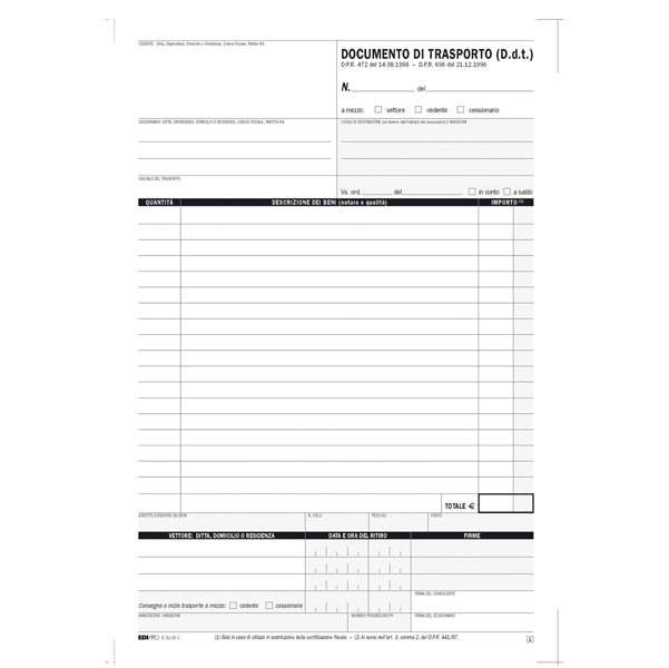 Blocco DDT - 25 fogli 4 copie autoricalcanti - 29,7 x 21cm - Edipro