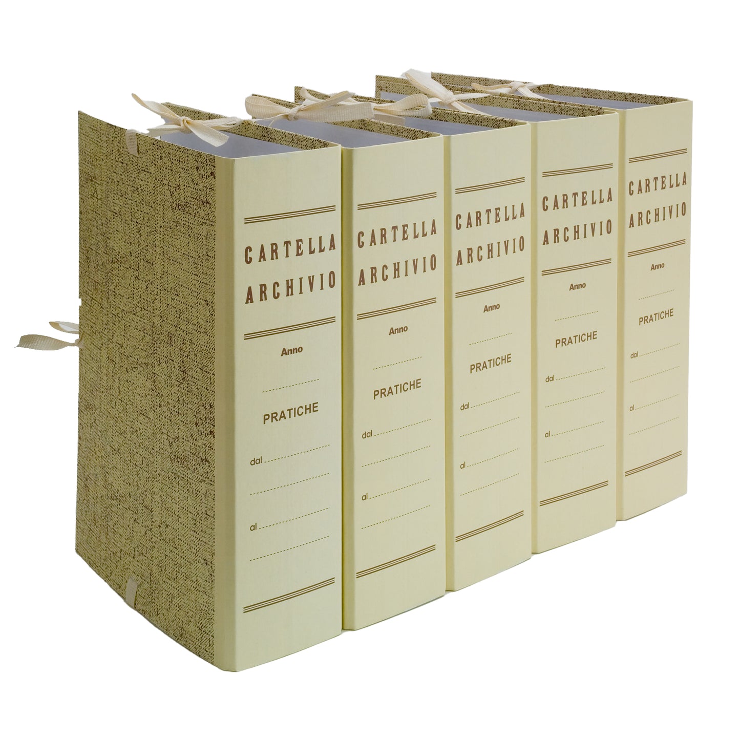 Faldone - legacci incollati - juta - 35 x 25 cm - dorso 20 cm - paglia - Brefiocart