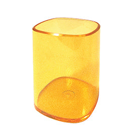 Portapenne a bicchiere - 6,5 x 6,5 x 9,5 cm - trasparente arancio - Arda
