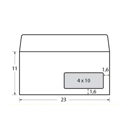 Busta Eco Strip Laser FSC - con finestra - adatta a stampa laser - 11 x23 cm - 90 gr - bianco - Blasetti - conf. 500 pezzi