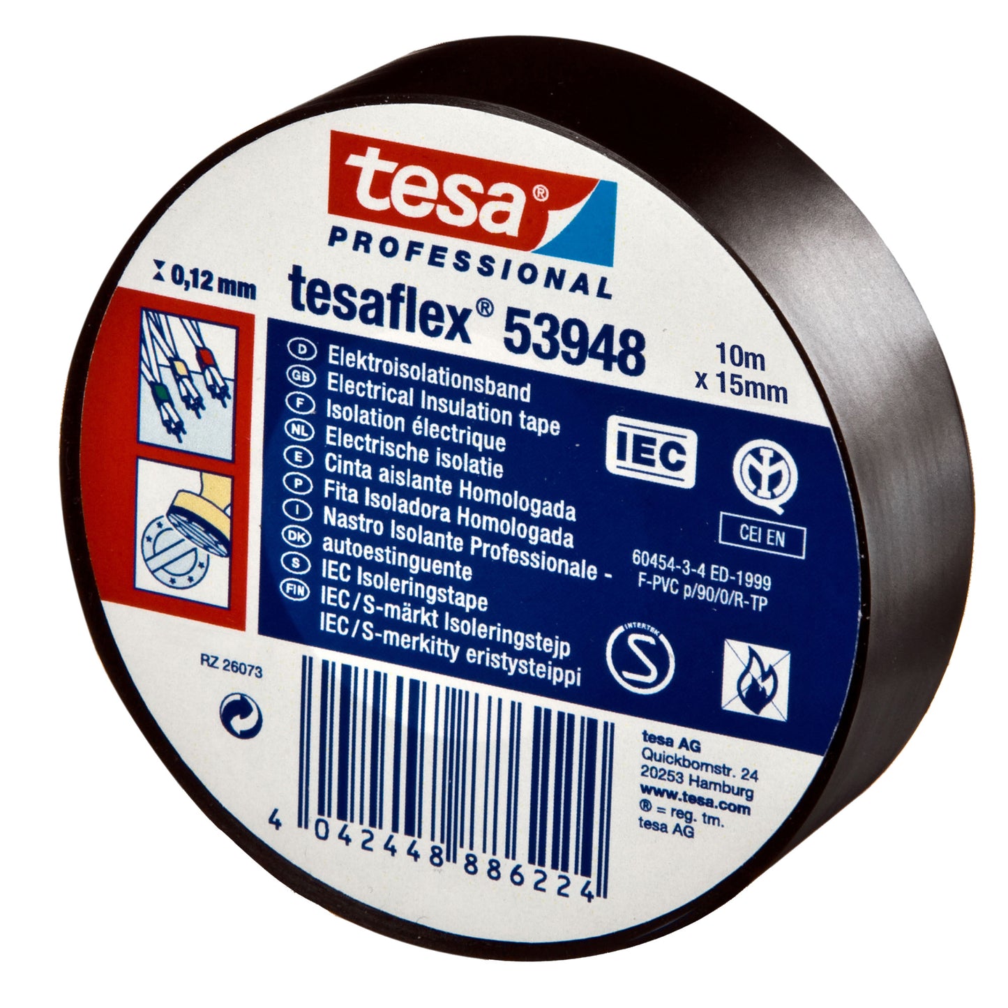 Nastro adesivo isolante - 15 mm x 10 m - PVC - nero - Tesa