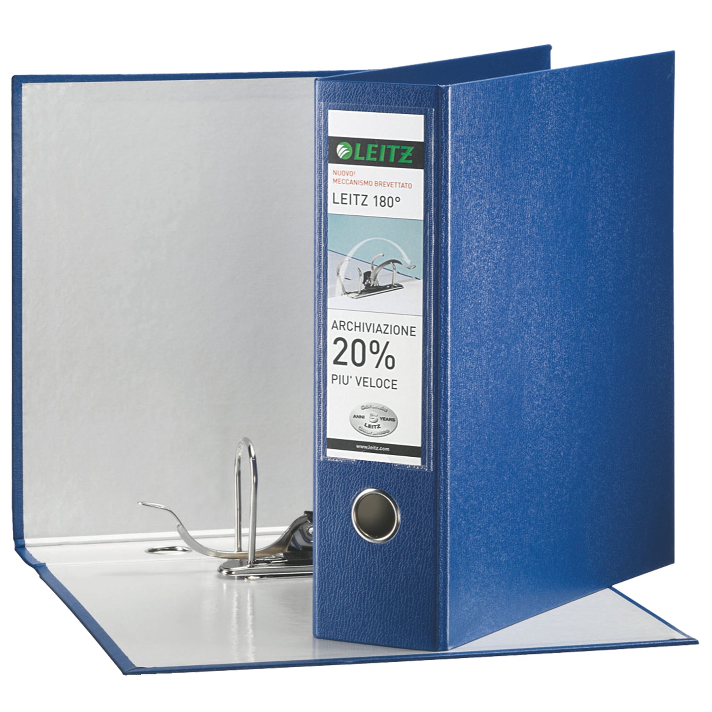 Registratore Leitz 180° G65 - dorso 8 cm - protocollo 23 x 33 cm - blu - Leitz