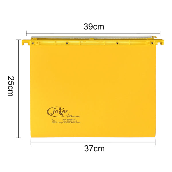 Cartella sospesa Joker - cassetto - interasse 39 cm - fondo V - 37 x 25 cm - giallo - Bertesi