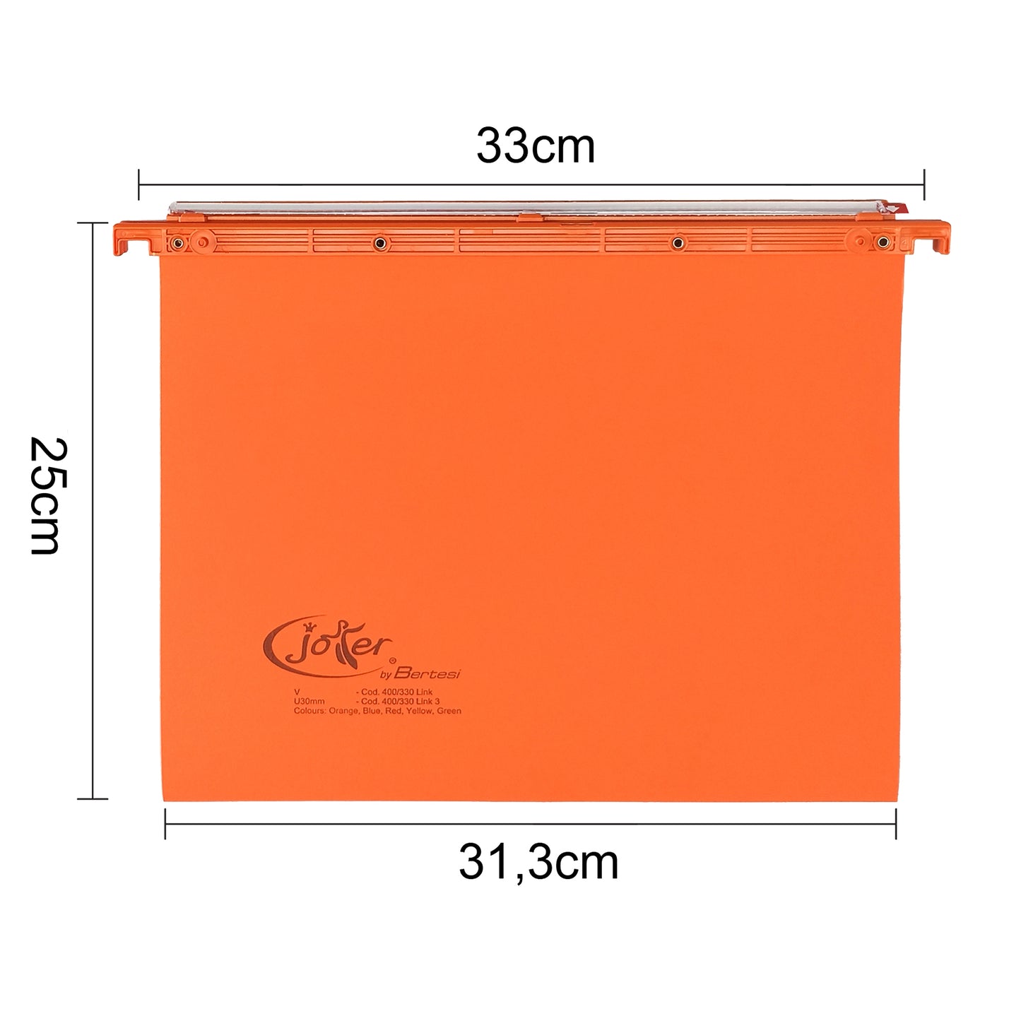 Cartella sospesa Joker - cassetto - interasse 33 cm - fondo V - 31,3 x 25 cm - arancio - Bertesi