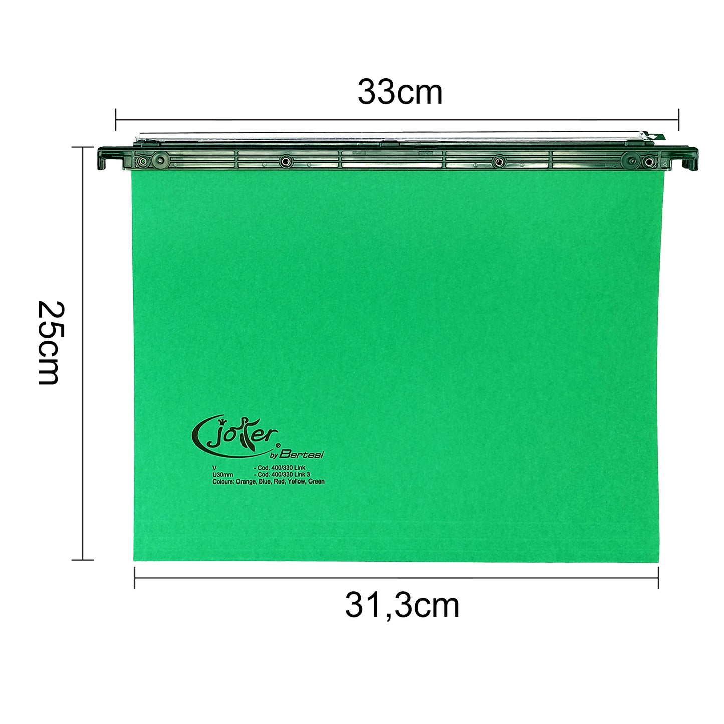 Cartella sospesa Joker - cassetto - interasse 33 cm - fondo V - 31,3 x 25 cm - verde - Bertesi