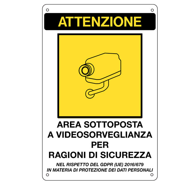 Cartello adesivo - AREA SOTTOPOSTA A VIDEOSORVEGLIANZA… - 20 x 30 cm - Markin
