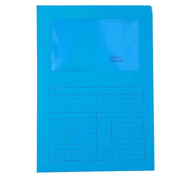 Cartellina a L con finestra Sintex - 120 gr - A4 - azzurro - Blasetti - conf. 50 pezzi