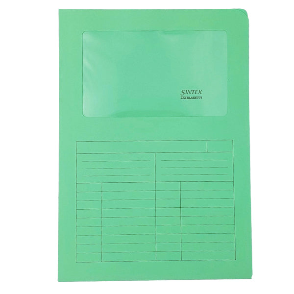 Cartellina a L con finestra Sintex - 120 gr - A4 - verde - Blasetti - conf. 50 pezzi