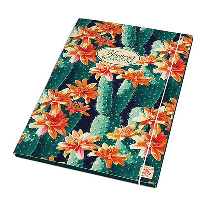 Cartella 3 lembi con elastico Nature Flowers - A4 - dorso piatto - fantasie assortite - Pigna