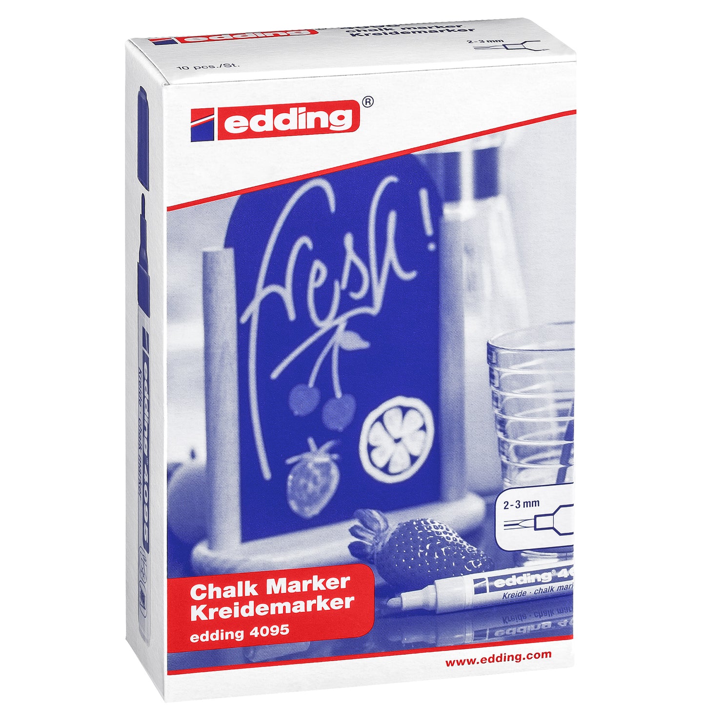 Marcatore a gesso liquido 4095 - punta tonda - da 2 a 3mm - giallo fluo - Edding
