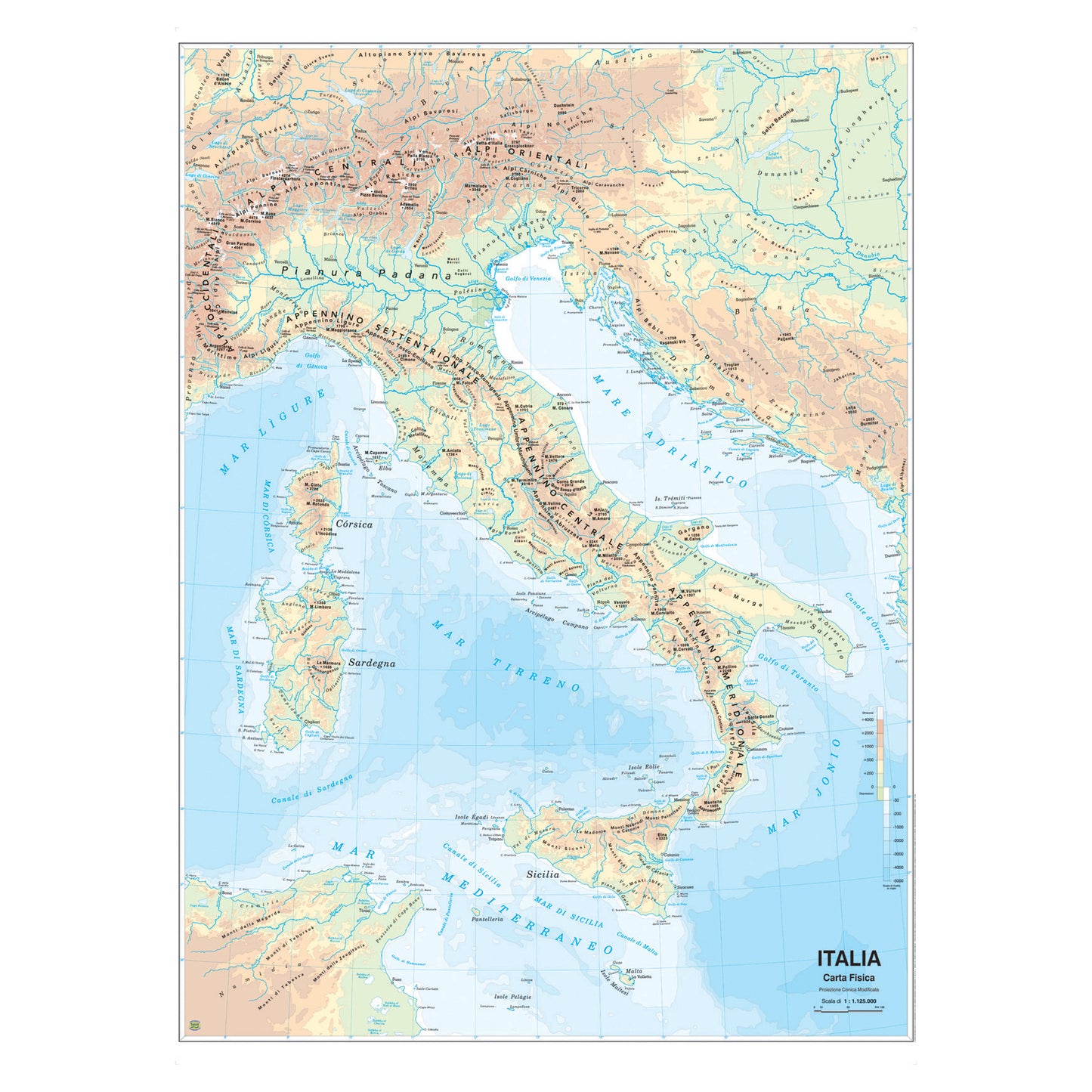 Carta geografica Italia - scolastica - murale - Belletti