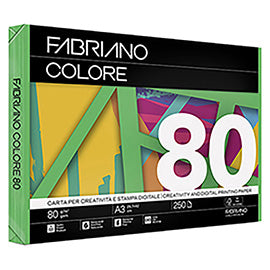 Carta Fabriano Colore - A3 - 80 gr - colori forti verde - Fabriano - conf. 250 fogli