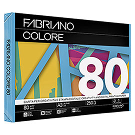 Carta Fabriano Colore - A3 - 80 gr - colori forti azzurro - Fabriano - conf. 250 fogli