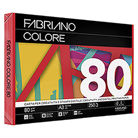Carta Fabriano Colore - A3 - 80 gr - colori forti rosso - Fabriano - conf. 250 fogli