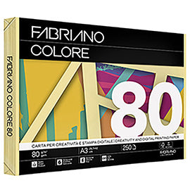 Carta Fabriano Colore - A3 - 80 gr - colori tenui banana - Fabriano - conf. 250 fogli
