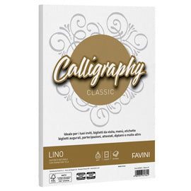 Carta Calligraphy Lino - A4 - 120 gr - bianco 01 - Favini - conf. 50 fogli