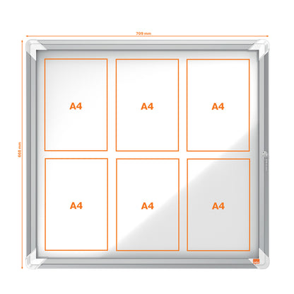 Bacheca per interni - fondo magnetico bianco - 6 fogli A4 - orizzontale - Nobo