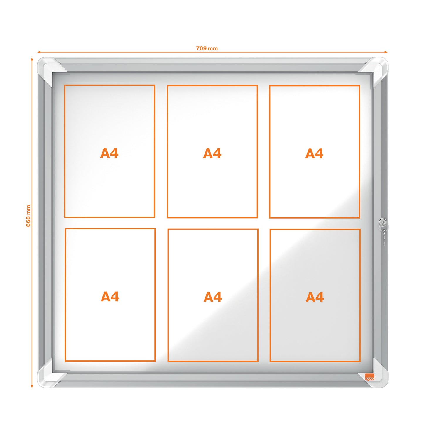 Bacheca per interni - fondo magnetico bianco - 6 fogli A4 - orizzontale - Nobo