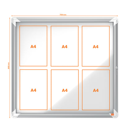 Bacheca per interni - fondo magnetico bianco - 6 fogli A4 - orizzontale - Nobo
