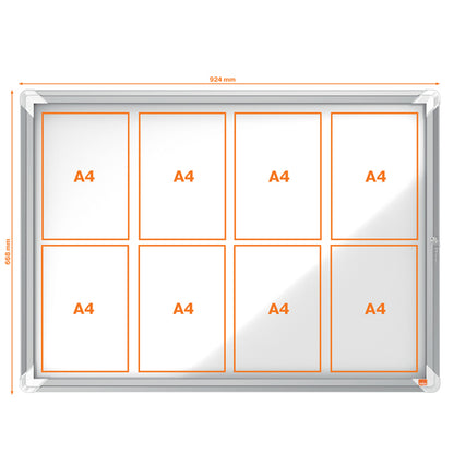 Bacheca per interni - fondo magnetico bianco - 8 fogli A4 - orizzontale - Nobo