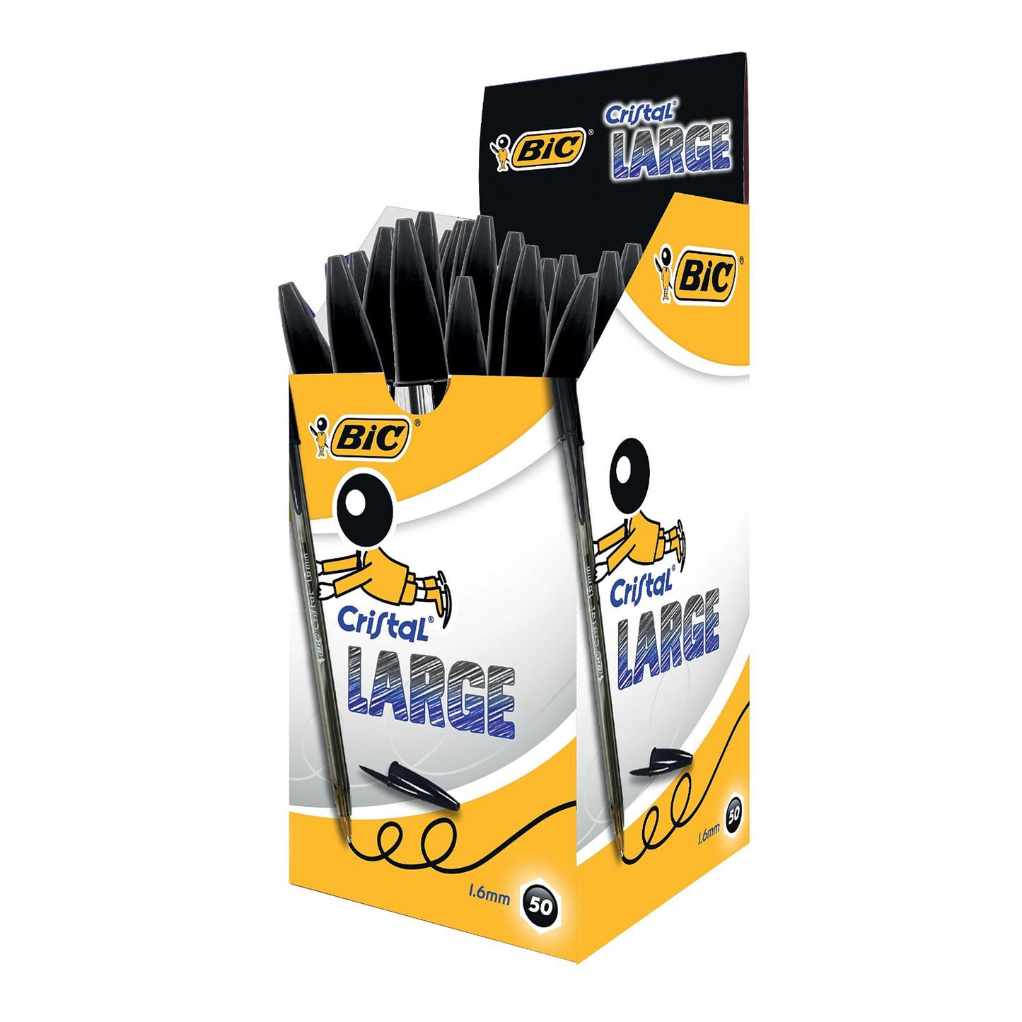Penna sfera Cristal Large - punta 1,6 mm - nero - Bic - conf. 50 pezzi