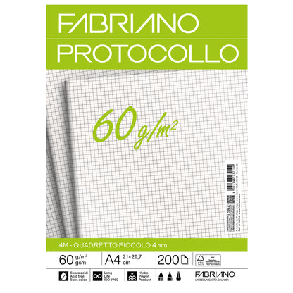 Foglio protocollo - A4 - 4 mm - 60 gr - Fabriano - conf. 200 pezzi