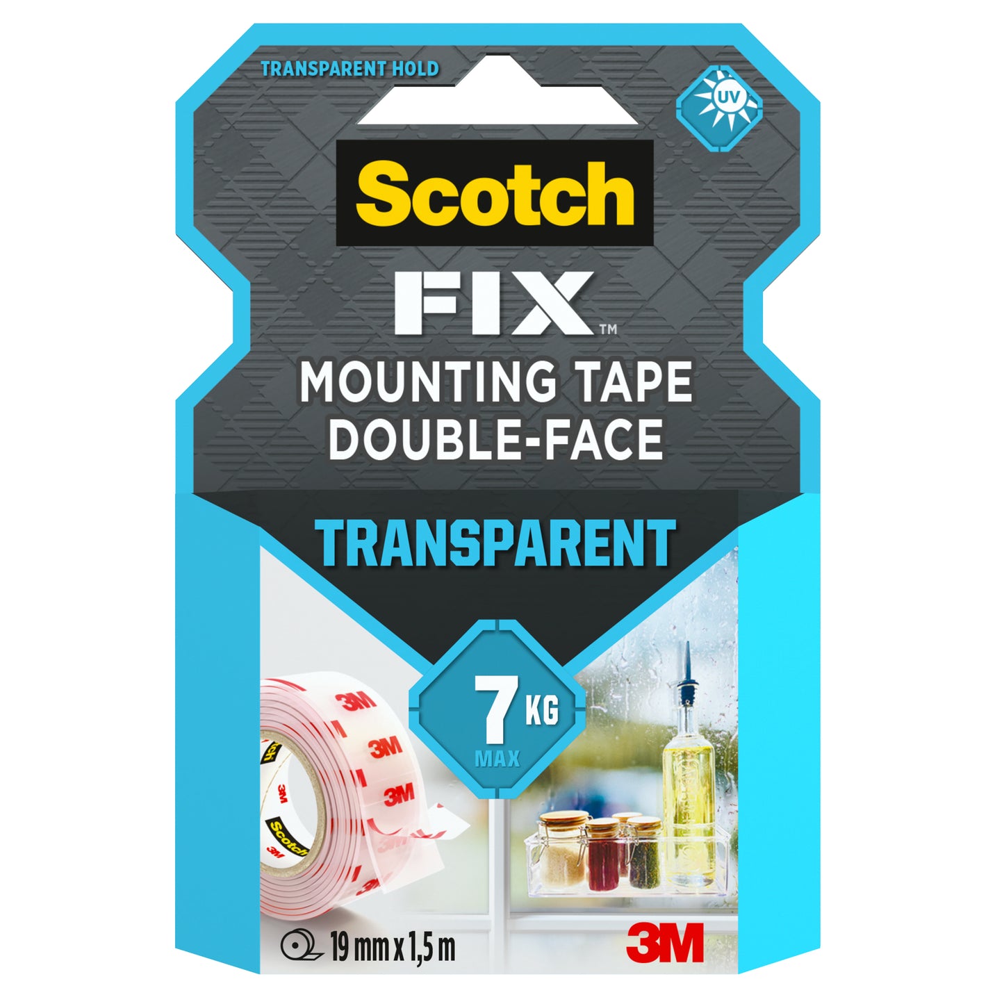 Nastro biadesivo FIX - 19 mm x 1,5 m - LDPE - trasparente - Scotch