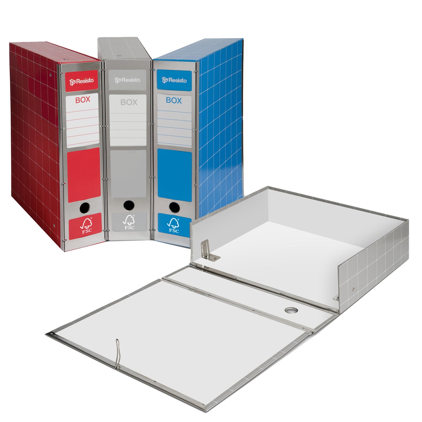 Scatola archivio Box4 - dorso 9 cm - 37,5 x 29,5 cm - grigio - Resisto