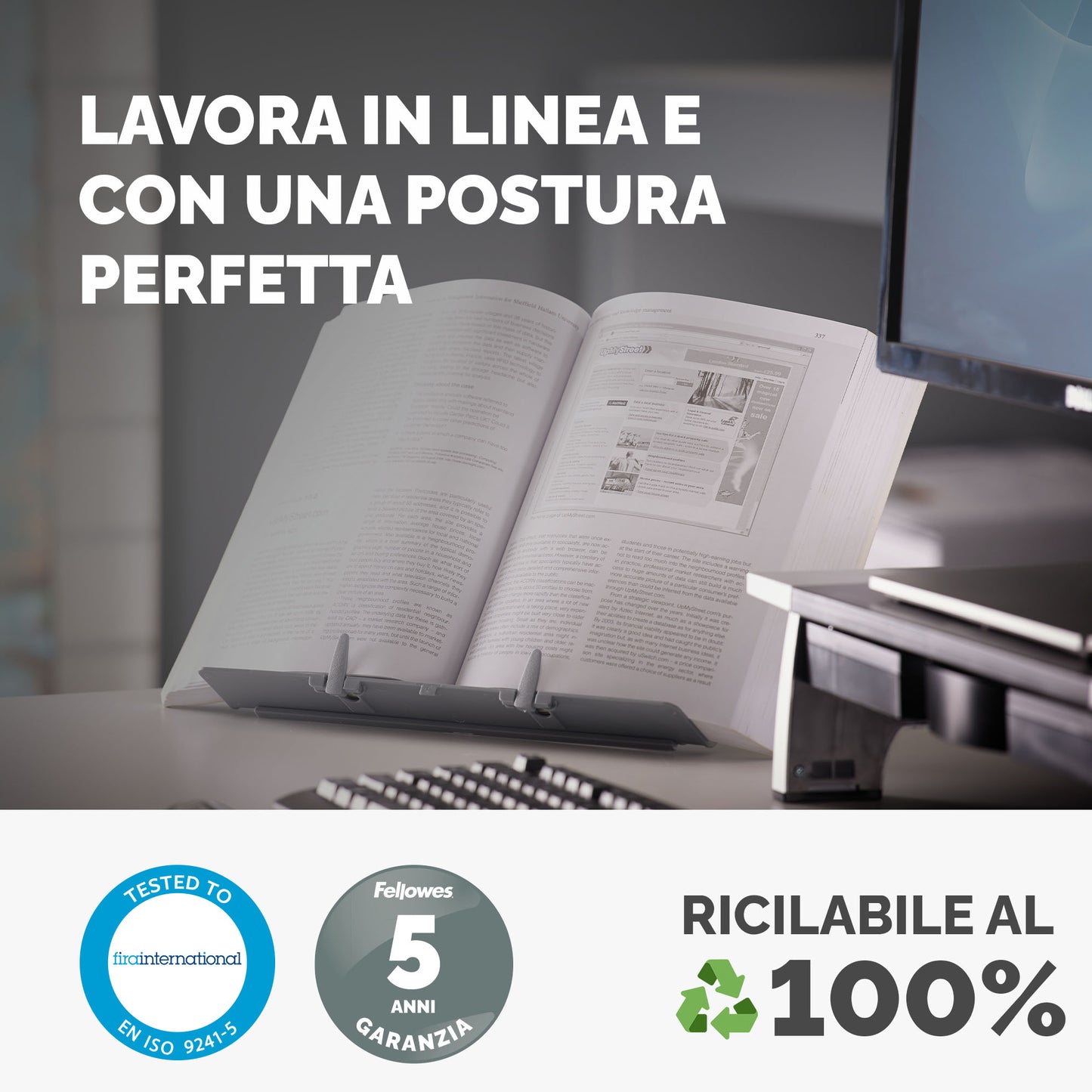 Leggio Booklift - formato A4 - silver - Fellowes