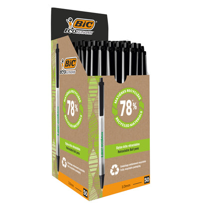 Penna a sfera a scatto ECOlutions - punta 1,0mm  - nero - punta 1,0mm - Bic - conf. 50 pezzi
