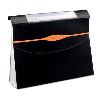 Portadocumenti a soffietto Optima - 13 tasche - 23 x 33 cm - PP- nero - Rexel