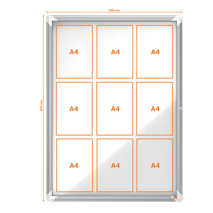 Bacheca per interni - fondo magnetico bianco - 9 fogli A4 - verticale - Nobo