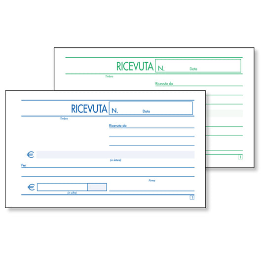 Blocco ricevute generiche - 2 copie autoricalcanti - 10 x 17cm - 50 fogli - BM