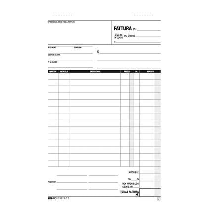 Blocco fattura 1 aliquota - 33 fogli 3 copie autoricalcanti - 23 x 14,8cm - Edipro