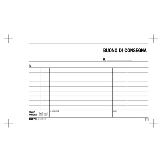 Blocco buoni consegna - 33 fogli 3 copie autoricalcanti - 10 x 17cm - Edipro