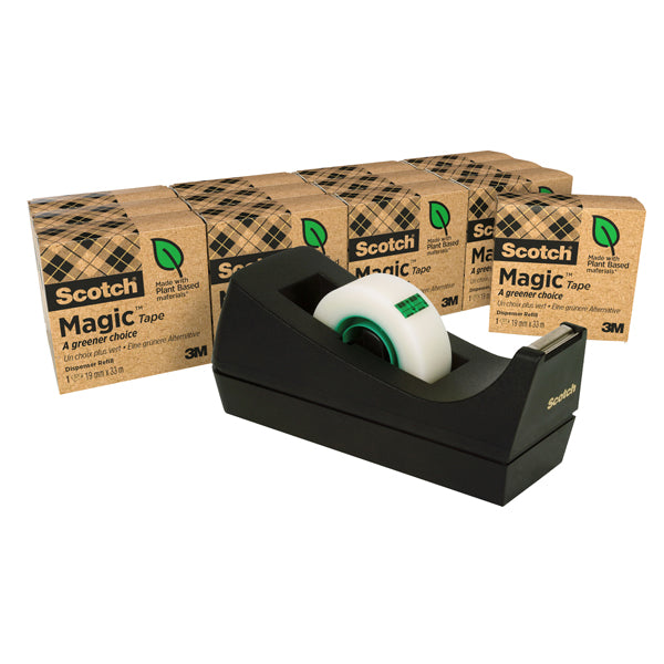 Dispenser C38 - per nastri 33 m - 14 rotoli Scotch Magic 900 inclusi - nero - Scotch