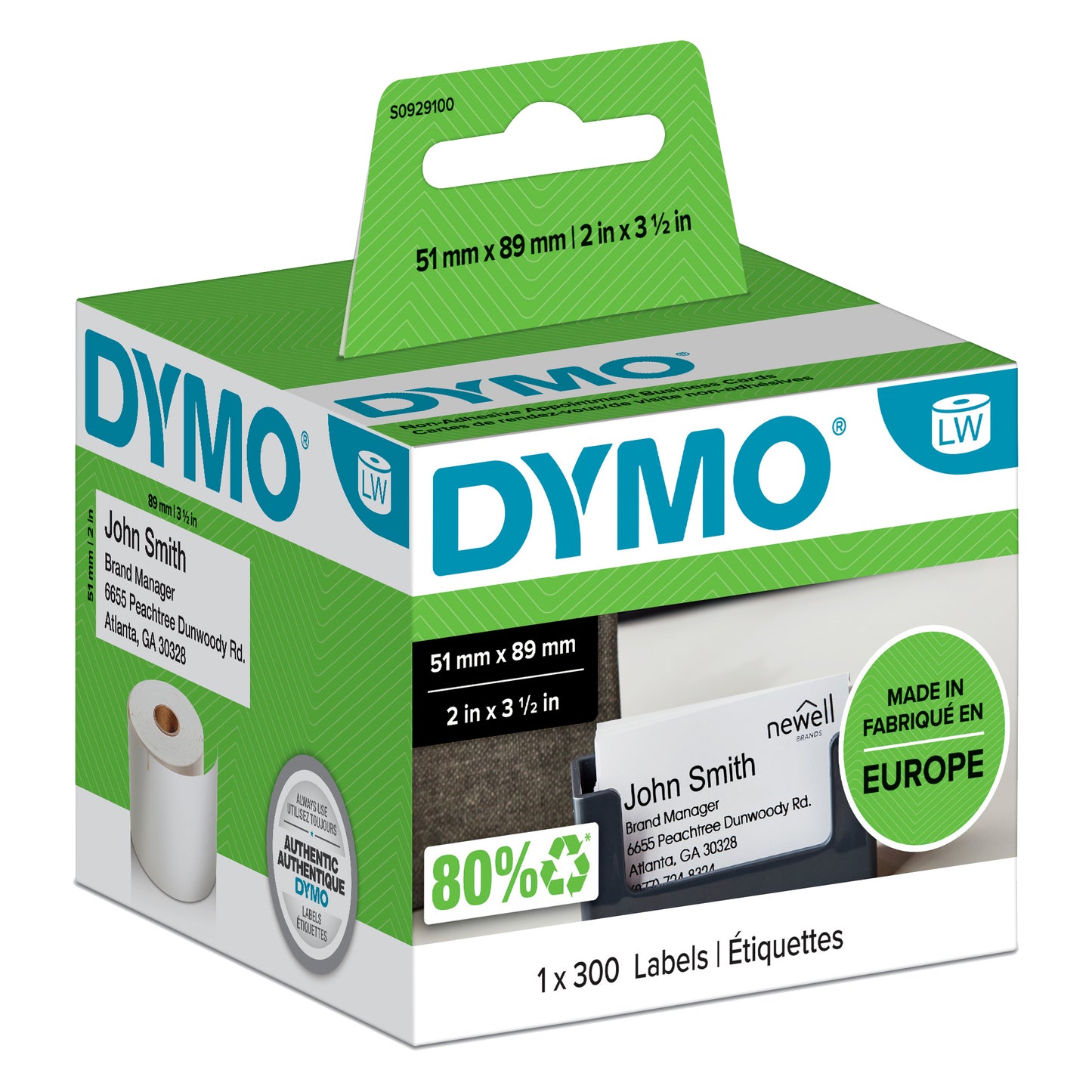 Rotolo 300 etichette LW S0929100 - 51 x 89 mm - carta - non adesiva - per badge - bianco - Dymo