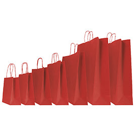 Shopper Twisted - maniglie cordino - 26 x 11 x 34,5 cm - carta kraft - rosso - Mainetti Bags - conf. 25 pezzi
